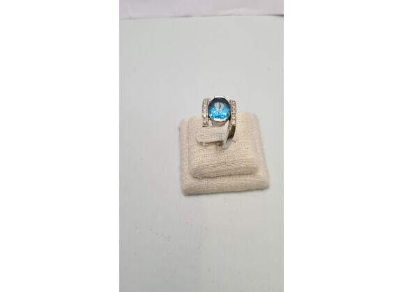 Image Bague Or blanc Topaze Diamant