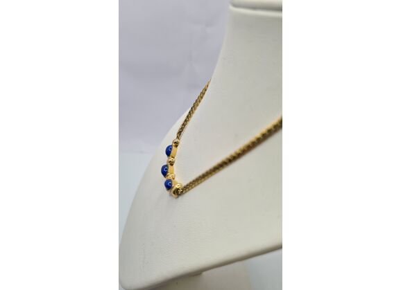 Image Collier Plaqué or Pierre bleue