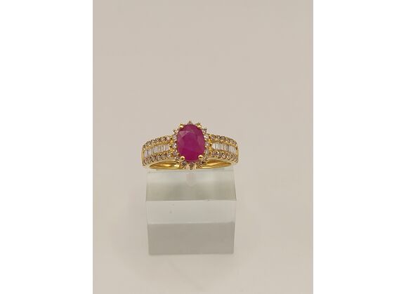 Image Bague Or jaune Rubis Diamant