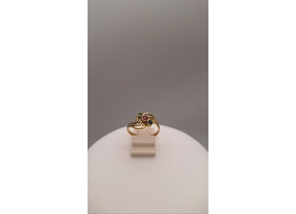 Image Bague Or jaune Emeraude Rubis