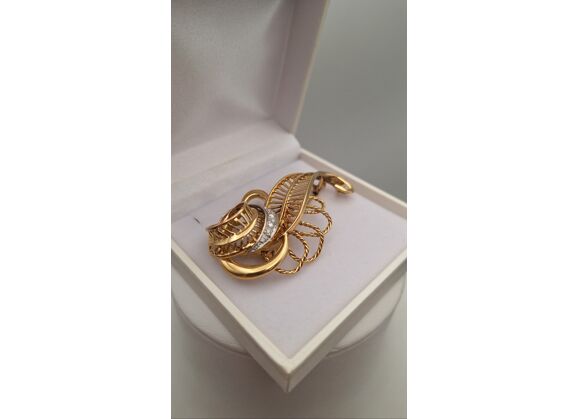 Image Broche Or empierré NON SIGNE Or jaune Or blanc Diamant Sans