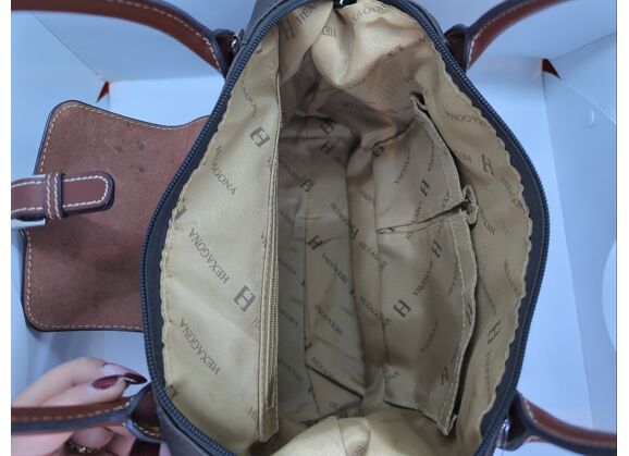 Image Sac à main HEXAGONA Porté main Tissu Marron