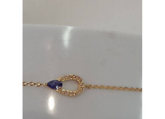 Image Bracelet Plaqué or Pierre bleue