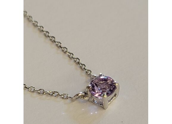 Image Collier Or blanc Améthyste Pierre violette