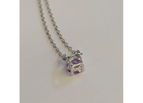 Image Collier Or blanc Améthyste Pierre violette