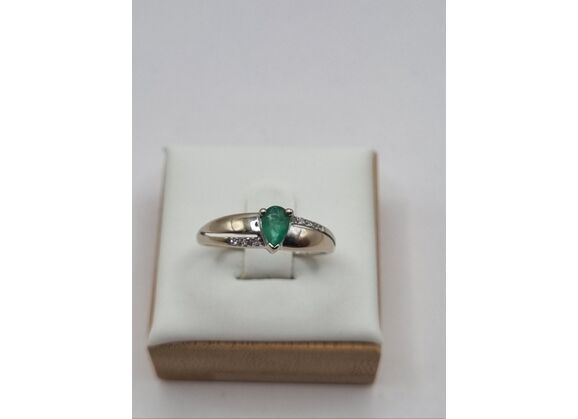 Image Bague Or blanc Emeraude Diamant