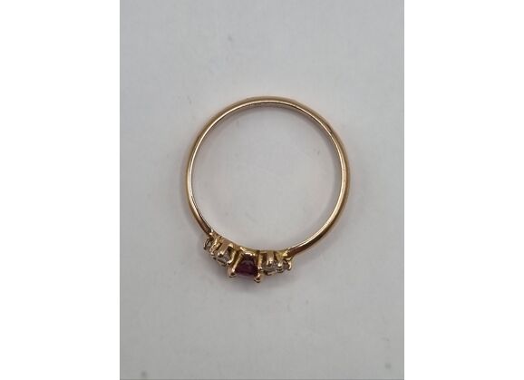 Image Bague Or jaune Rubis Pierre blanche