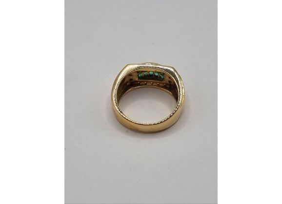 Image Bague Or jaune Emeraude Diamant