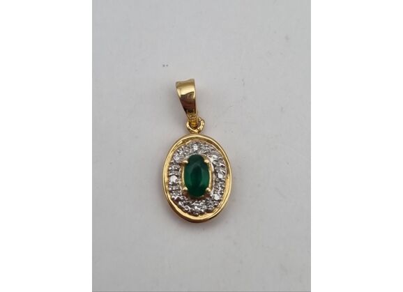Image Pendentif Or jaune Or blanc Pierre verte Diamant