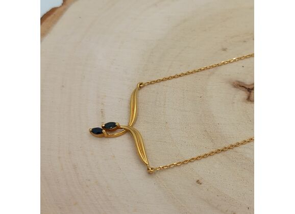 Image Collier Or jaune Pierre bleue Sans