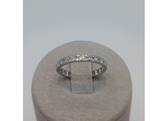 Image Bague Alliance Or blanc Diamants Maille américaine