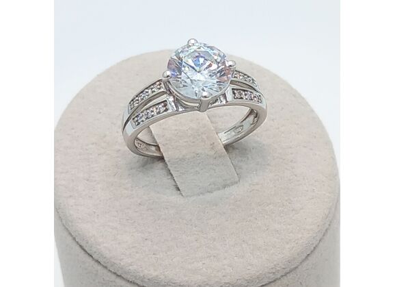 Image Bague Solitaire Or blanc Oxydes de zirconium