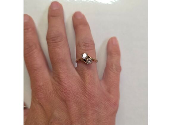 Image Plaqué Or Bague Toi et Moi Plaqué Or Oxydes de zirconium