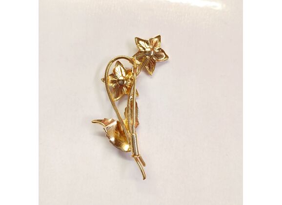 Image Broche Plaqué Or NON SIGNE Plaqué or Pierre bleue