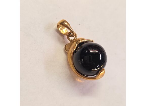 Image Pendentif Plaqué or Pierre noire