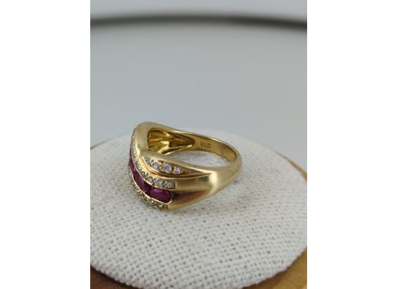 Image Bague Or jaune Rubis Diamant