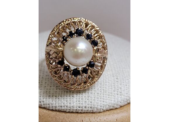 Image Bague Or jaune Perle Saphir