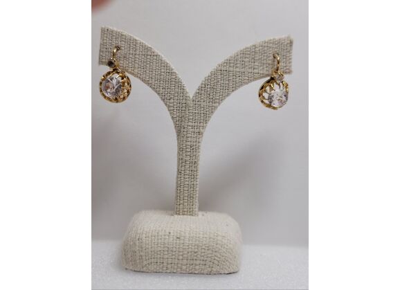Image Boucles d'oreilles Or jaune Pierre blanche Pierre blanche