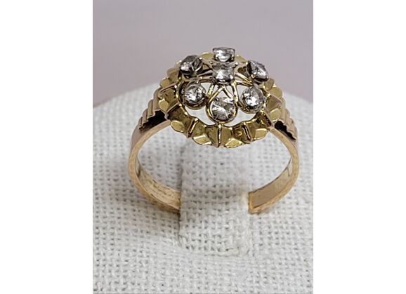 Image Bague Or jaune Pierre blanche Pierre blanche
