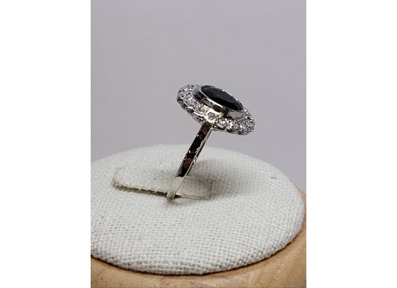 Image Bague Or blanc Saphir Diamant