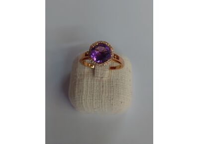 Image Bague Or rose Améthyste Diamant