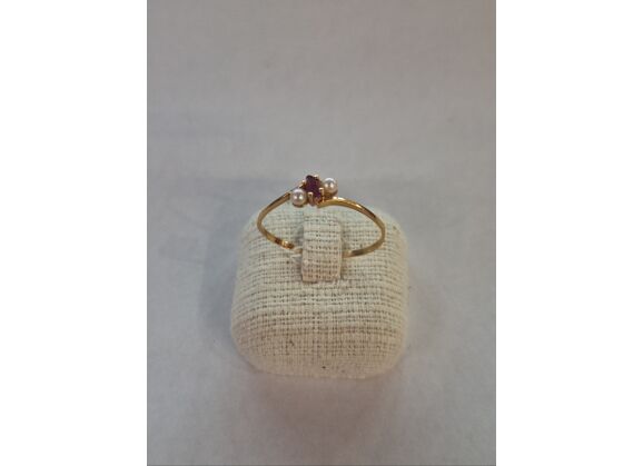 Image Bague Or jaune Rubis Perle de culture