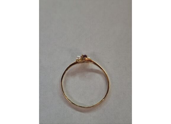 Image Bague Or jaune Rubis Perle de culture
