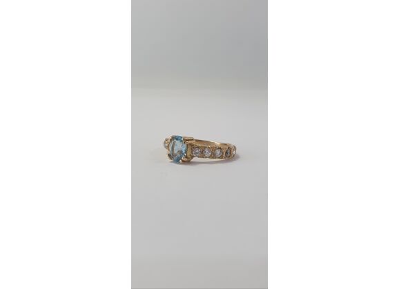 Image Bague Or jaune Topaze Oxyde de zirconium