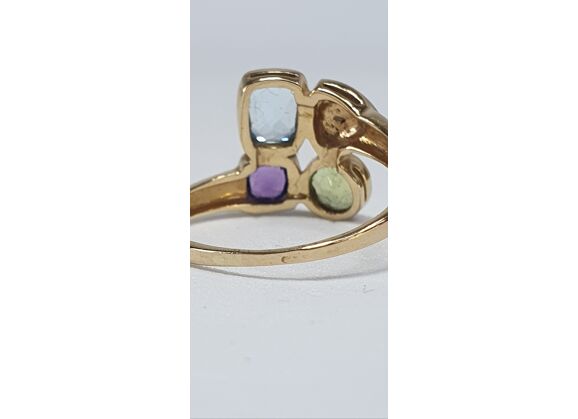 Image Bague Or jaune Topaze Améthyste