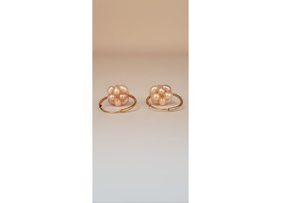 Image Boucles d'oreilles Créoles Or jaune Perles d'eau douce