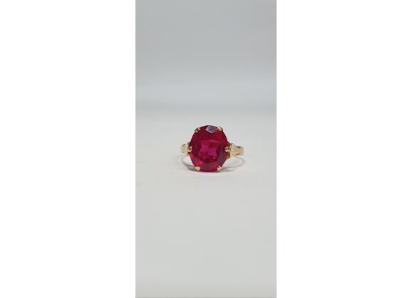 Image Bague Or rose Pierre rouge
