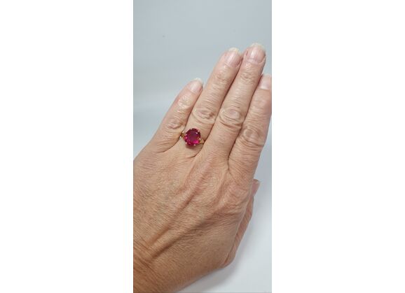 Image Bague Or rose Pierre rouge