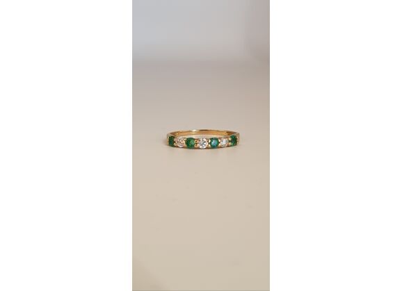 Image Bague Or jaune Emeraude Oxyde de zirconium
