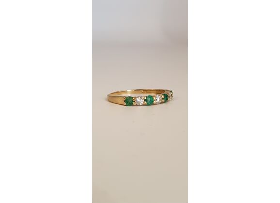 Image Bague Or jaune Emeraude Oxyde de zirconium