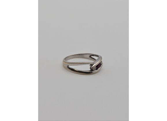 Image Bague Or blanc Diamant Pierre rouge