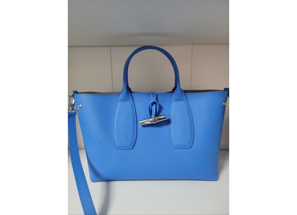 Image Sac à main LONGCHAMP Roseau Porté main Cuir Bleu