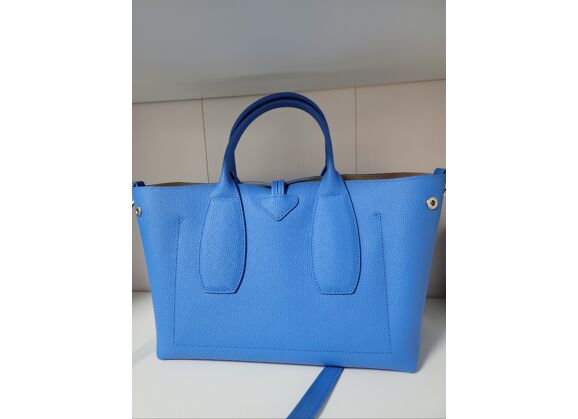 Image Sac à main LONGCHAMP Roseau Porté main Cuir Bleu