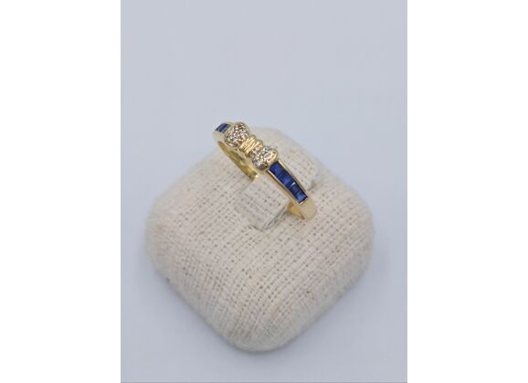 Image Bague Or jaune Saphir Diamant