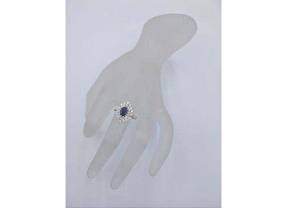 Image Bague Marquise Or jaune Saphir Oxyde de zirconium