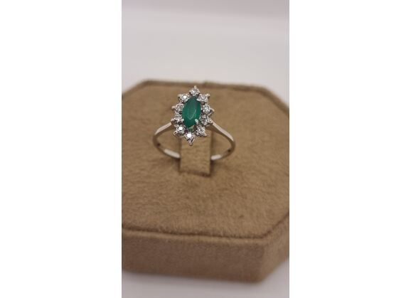 Image Bague Or blanc Oxyde de zirconium Pierre verte