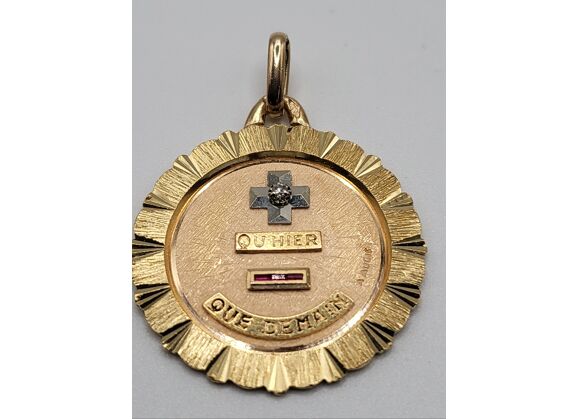 Image Pendentif Or jaune Or blanc Diamant Pierre rouge