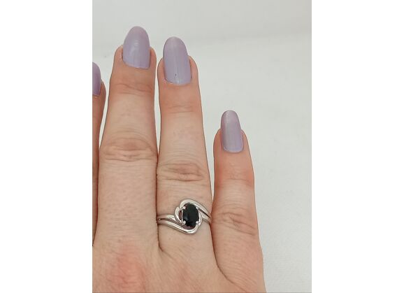 Image Bague Or gris Saphir