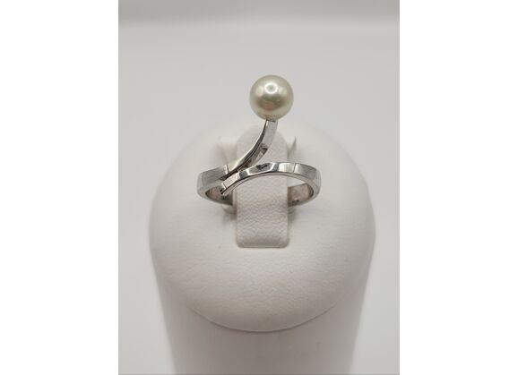 Image Bague Or blanc Perle Sans