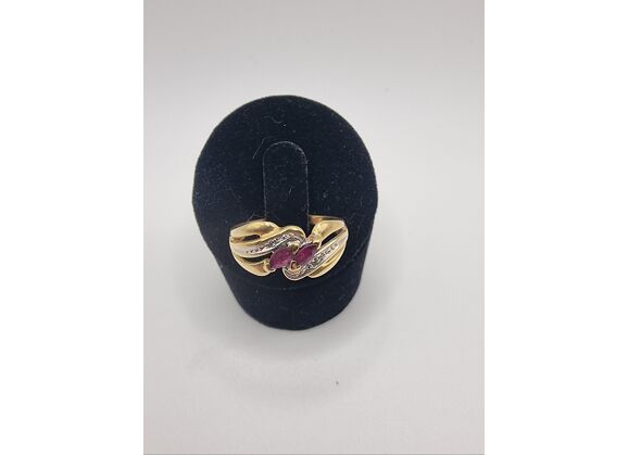 Image Bague Or jaune Rubis Diamant