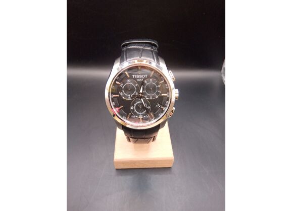 Image Montre Homme Couturier Cuir Noir 41 mm