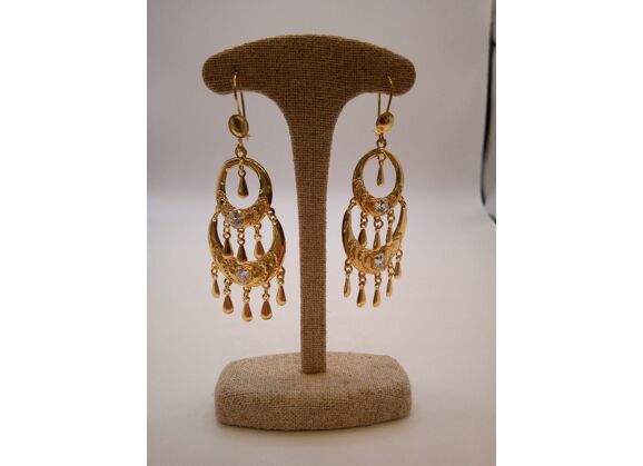 Image Boucles d'oreilles Or jaune Pierre blanche Pierre blanche