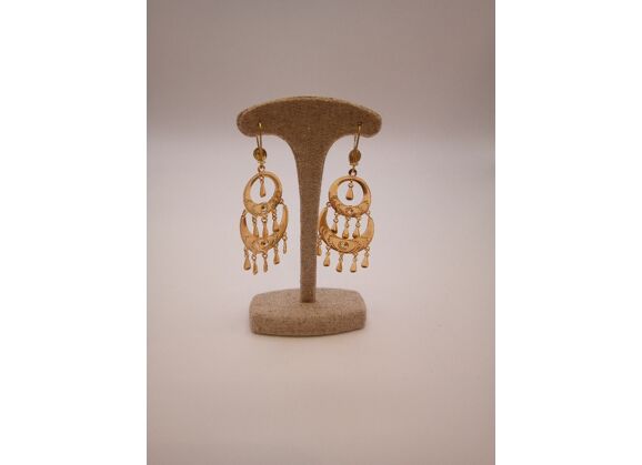 Image Boucles d'oreilles Or jaune Pierre blanche Pierre blanche
