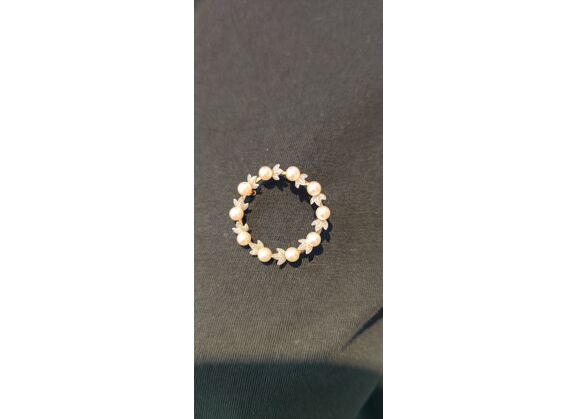 Image Broche Or empierré NON SIGNE Or jaune Perle Perle