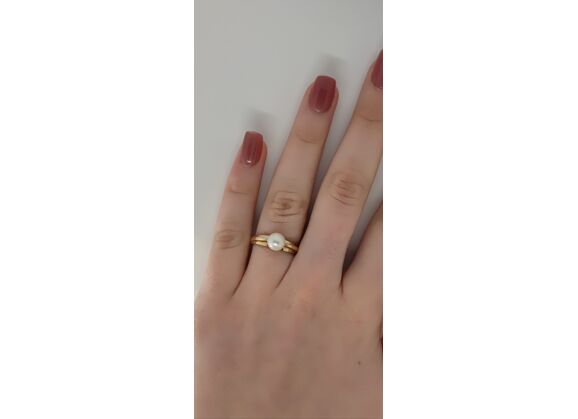 Image Bague Or jaune Perle Sans