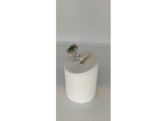 Image Bague Or blanc Emeraude Diamant